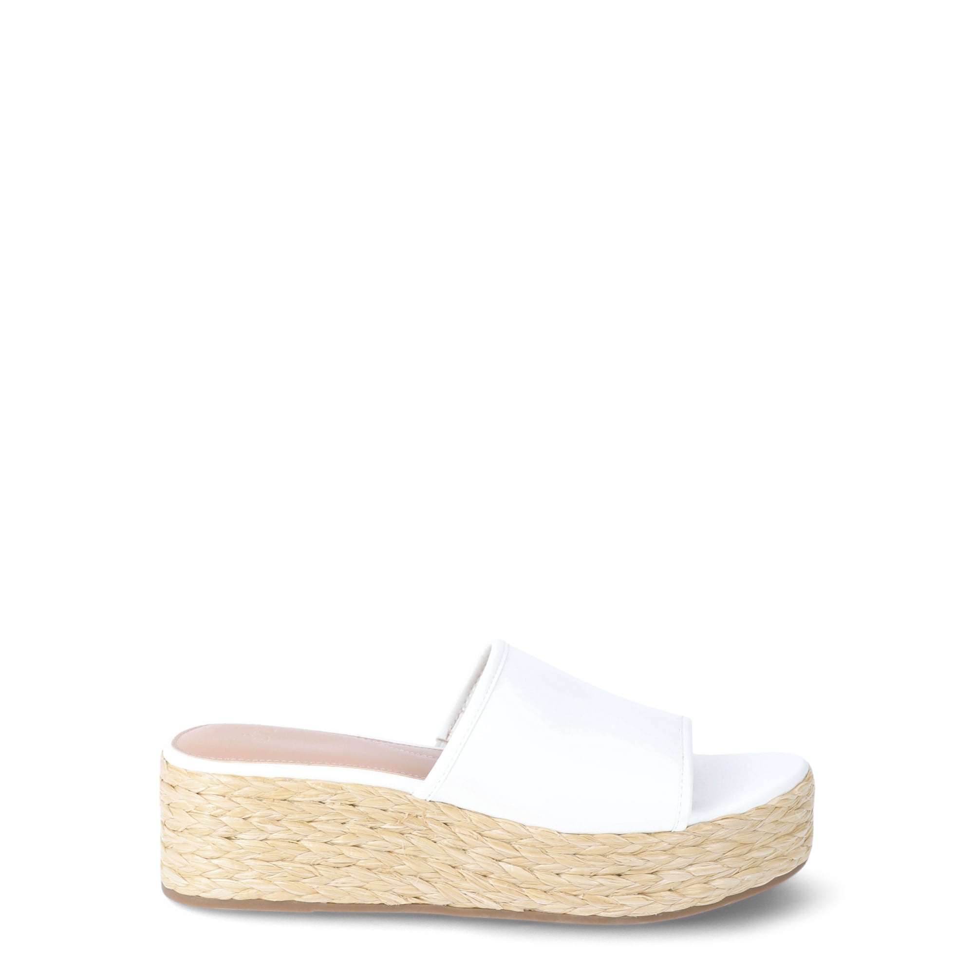 Time and Tru Women's Raffia Platform Slide Sandals