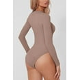 thumbnail image 2 of Women's Seamless Long Sleeve Bodysuit Crew Neck Basic Stretch T Shirt Top, 2 of 6