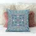 thumbnail image 2 of Paisley Leaf Geo Indoor/Outdoor Fabric Pillow in Muted Blue Beige White 16x16, 2 of 5