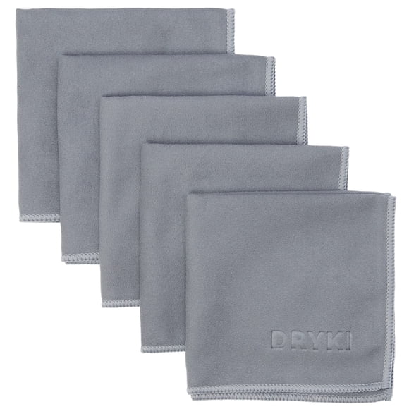 DRYKI Pañuelos absorbentes del sudor: los pañuelos deportivos originales de microfibra para absorber el sudor de las manos, la cara y el cuerpo (gris glaciar, paquete de 5)