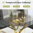 thumbnail image 3 of 5-Piece Dining Table Set, 36" Square Clear Tempered Glass Table & 4 PU Cantilever Chairs with Stainless Steel Legs, Dining Table Set for Small Space, Apartment, Home Office, 3 of 7