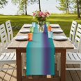 thumbnail image 4 of Teal Purple Ombre Burlap Cotton Table Runner 16x72 Inches Long, Modern Gradient Abstract Art Farmhouse Table Runners, Outdoor Dining Tablecloths Decor for Baby Shower/Party/Wedding, 4 of 8