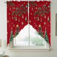 thumbnail image 2 of Christmas Tree Swag Valances for Windows 2 Pack, Kitchen Window Curtains 36 Inch Length, Red Winter Xmas Ball Berry Snowflakes Privacy Swag Curtains for Living Room/Bathroom with Rod Pocket 36"x36", 2 of 8