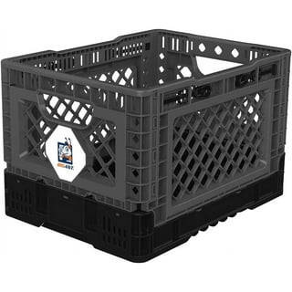 ZLLZUU 4 Pack Plastic Crates Stackable Storage Containers, Foldable Milk  Crate Storage Bins Collapsible Crate for Storage, Plastic Storage Basket  for