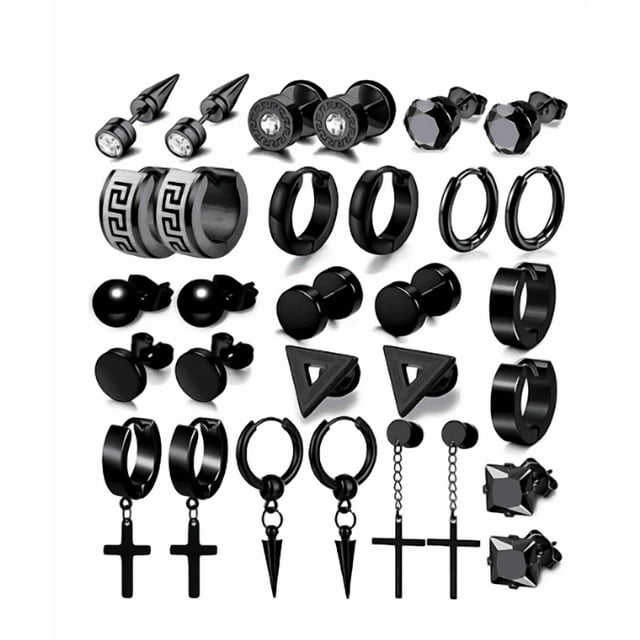 15 Pares Aretes Xtellar Hombre Piercing Pendientes Acero Inoxidable