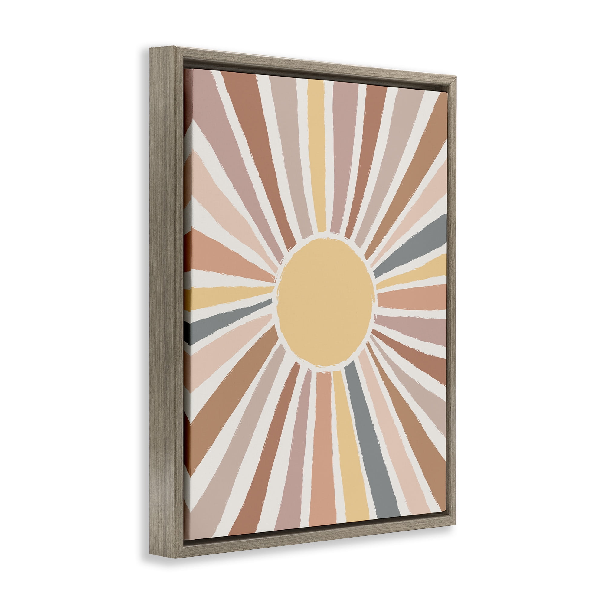 Stupell Industries Southwestern Desert Sun Rays Abstract Painting Brown Floater Framed Canvas Art Print Wall Art, 17 x 21