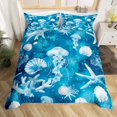 thumbnail image 2 of Erosebridal Housse de Couette Méduse de Rêve Simple, Housse de Couette Poisson Satr Océan Simple, Décoration Animale Aquarelle, Réversible (Sans Couette), 2 of 6