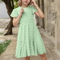 thumbnail image 6 of ZACPNCV Girl's Summer Dresses Smocked Flutter Sleeve A Line Sundresses Swing Mini Casual Party Dresses Green 9-10 Years, 6 of 9
