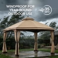 thumbnail image 2 of Sunjoy 10 ft. x 12 ft. Outdoor Soft Top Gazebo Beige with Mosquito Netting, Brown 2-tier Steel Gazebo For Backyard,Garden, 2 of 11