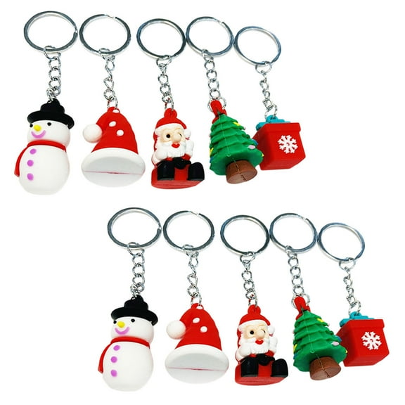 ELAYARD 10Pcs Xmas Keychains Pendant Assorted Color Decorative Bag Hanging Accessories