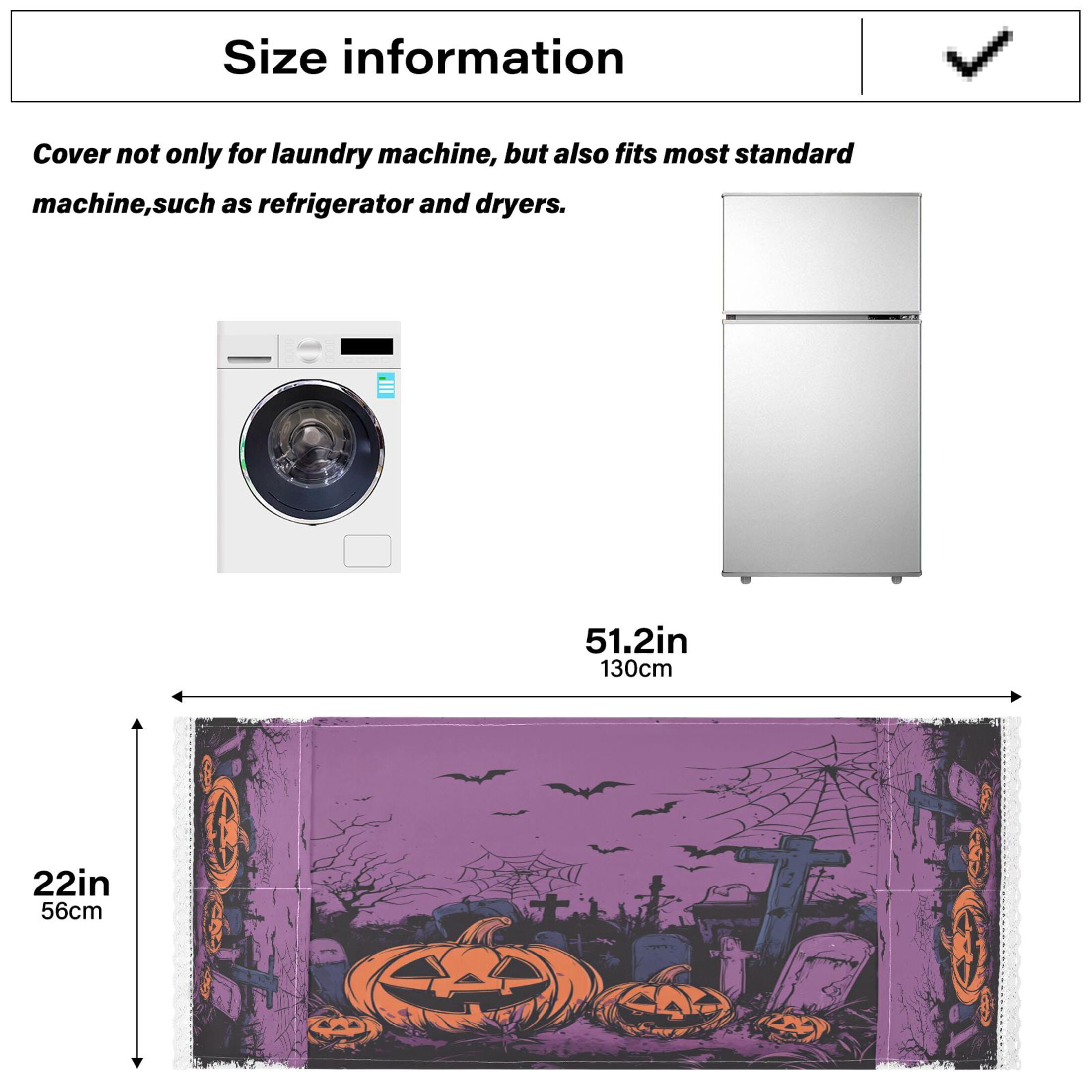 Halloween Night Background with Spooky PumpkinsWasher and Dryer Covers Dust-Proof and Oil Resistant Fridge Cover with 4 Storage Pockets Washing Machine Top Cover for Laundry Kitchen Home 51.2 x 22 In