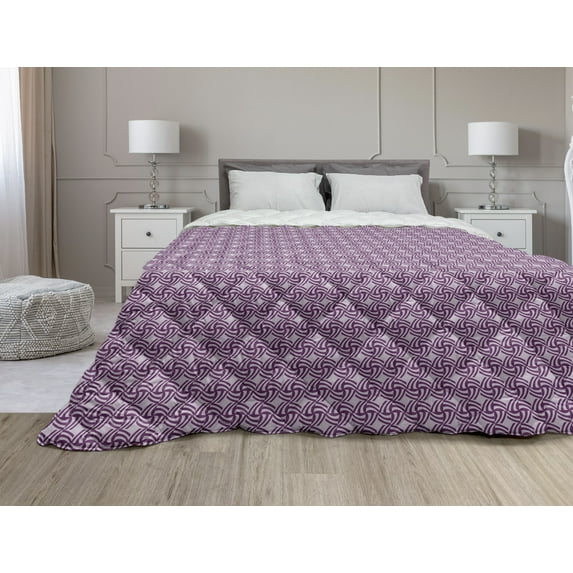 Unicorn Party Down Alternative Comforter, Theme Unicorns Pattern Mythological Animals, Microfiber Quilt for All Season, 5 Sizes, White Rose Pastel Purple, by Ambesonne