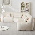 thumbnail image 3 of 123.2" Modern Curved Corner Sectional Sofa, Chenille Modular Cloud Couch with 4 Pillows, High-Back Oversized 4-Seater, No Assembly Required, 3 of 11