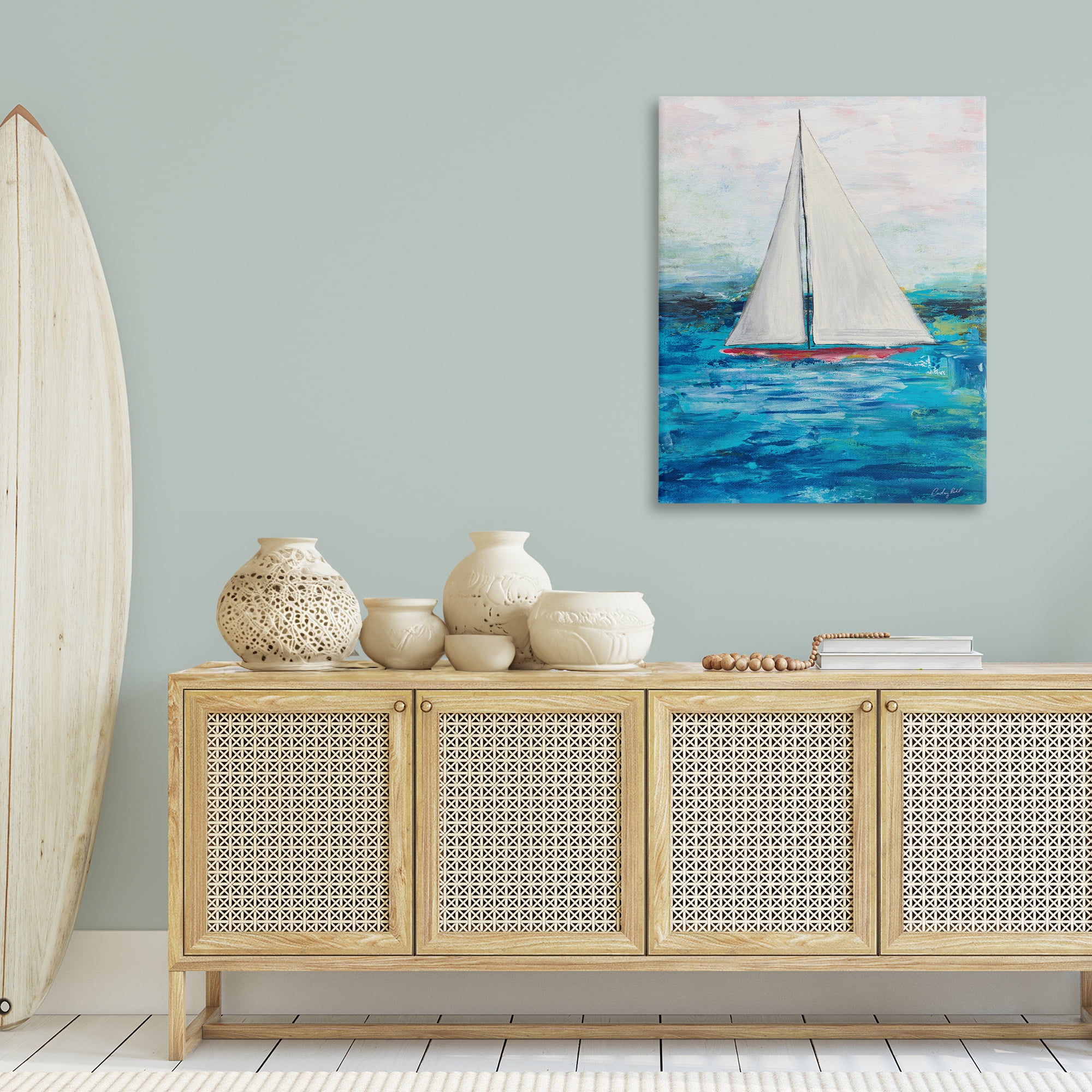 Stupell Industries Boat Setting Sail Coastal Painting Gallery Wrapped Canvas Art Print Wall Art, 30 x 40