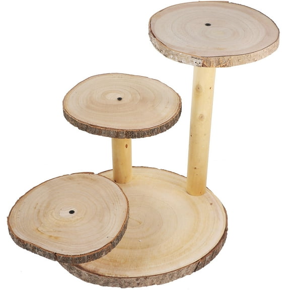 OULII 1Set Wooden Cupcake Stand Multi-tiered Display for Special Occasions Rustic