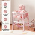 thumbnail image 4 of Robud Wooden Doll High Chair with Tray, Adjustable Pretend Play Feeding Seat for 18" Baby Dolls, Stable Doll Furniture Gift for Girls Ages 3+, 4 of 12