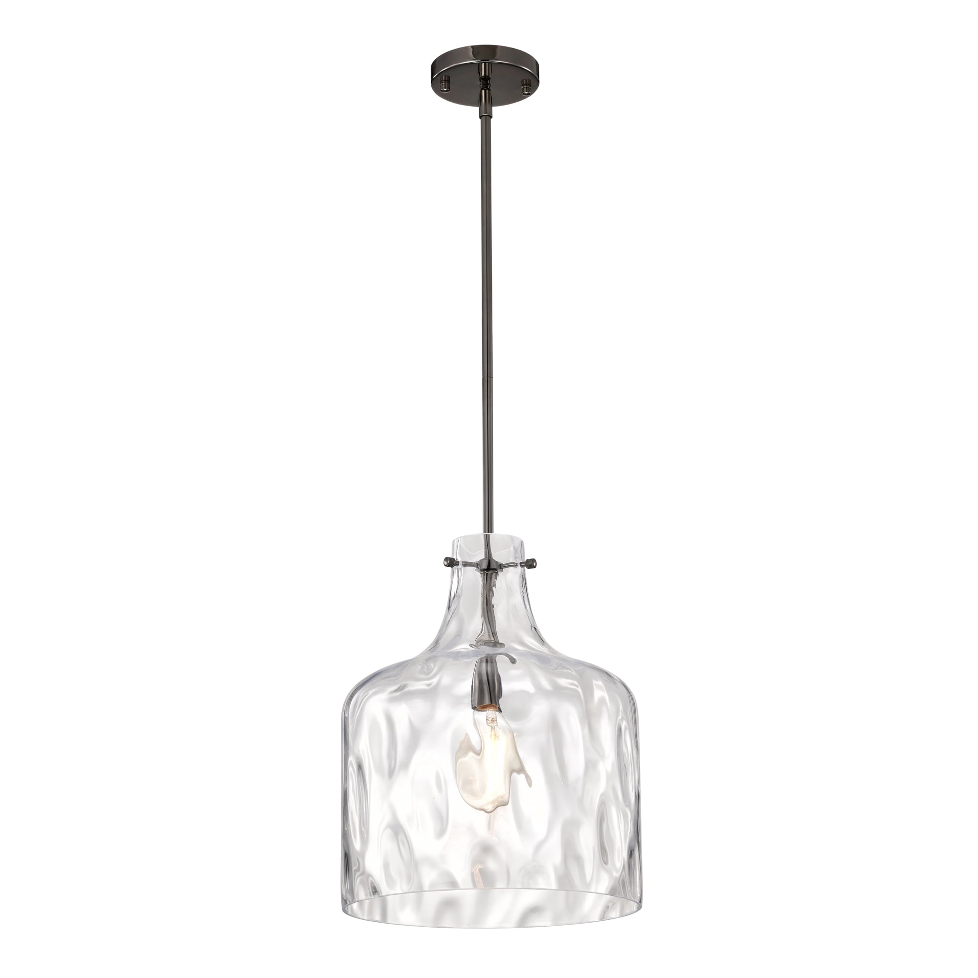 Daelan 12 in. 1-Light Indoor Pear Black Finish Pendant Light