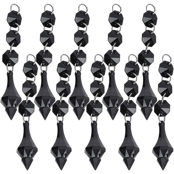 ABPETE 10Pcs Chandelier Crystal Prisms Crystal Pendant,Tapered Acrylic Material Irregular Beaded Ornament DIY Lamp Decoration Black