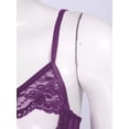 thumbnail image 4 of Sinleey Women Sheer Lace Floral Portrait Open Tip Bra Unlined Push-up Bralette Underwear Nightwear Purple 5XL, 4 of 7