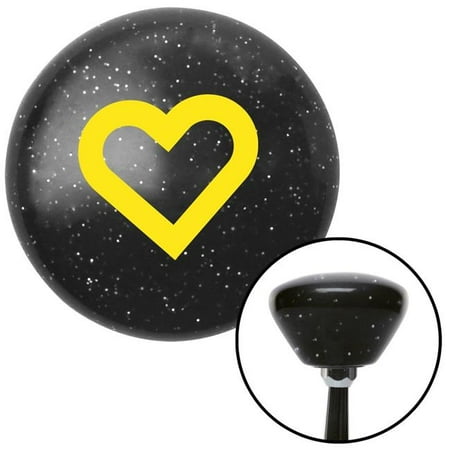 American Shifter Yellow Fat Outlined Heart Black Retro Metal Flake Shift Knob with M16 x 1.5 Insert