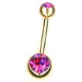 thumbnail image 4 of Belly Button Ring Navel Gold Plated Solitaire Body Jewelry 14g, 4 of 13