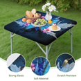 thumbnail image 4 of Blue Butterfly Flower Leaf Pattern Square Fitted Tablecloth with Elastic Edge,Square Table Cover,Washable Elastic Table Cover for Home Kitchen Party Decor 36"x36", 4 of 6