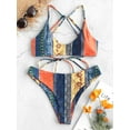 thumbnail image 2 of ZAFUL for Women's Swimwear Ethnic Flower Strappy Bikini Set Multi-B S, 2 of 6
