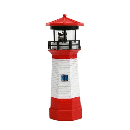 

LICHENGTAI Solar Lighthouse Garden Decoration Lighthouse Outdoor Solar Rotating with Led Light for Garden Landscape Outdoor Yard Red
