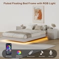 thumbnail image 5 of ASTUVIA 4-Piece Bedroom Set for Adult, Fluted Queen Floating LED Bed Frame with 2 Nightstands and Fluted 6 Drawer Dressers,White, 5 of 10