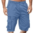 thumbnail image 5 of TQWQT Royal Blue Shorts Men Cargo Shorts Elastic Waist Knee Length 5 Inch Inseam Shorts with Pockets Dressy Casual Big and Tall Royal Blue 3XL, 5 of 5