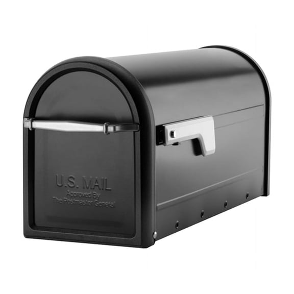 Chadwick Post Mount Mailbox Black with Nickel Flag