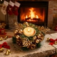 thumbnail image 5 of Christmas Candle Centerpiece with Berries and Pinecones Gold Glittery Candle Holder Decoration for Holiday Home Party Tabletop Decor (Gold), 5 of 6