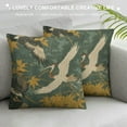 thumbnail image 3 of Throw Pillow Cover Home Decorative Square Crane White Gold Blue Boho Cushion Covers Home Decor Chinoiserie Pillow Cover, 3 of 5
