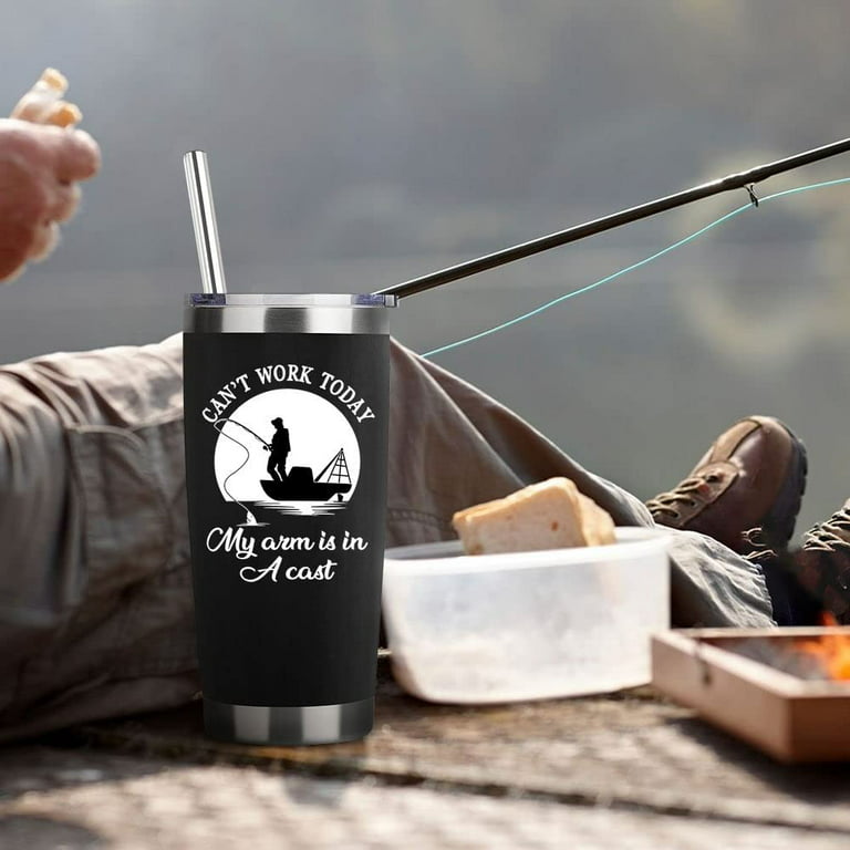 Fishing Gifts For Men Gifts for Fathers Day 20oz Black Fishing Travel  Tumbler Birthday Christmas Present For Men Dad Grandpa Uncle Boyfriends  Fishing Lover Travel Cup With Lid Straw 