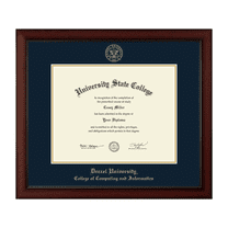 Framerly - Drexel Computing Diploma Frame with Navy and Gold Mat