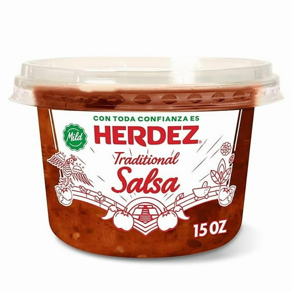 HERDEZ Traditional Salsa, Mild, No Sugar Added, 15 oz Resealable Tub – Classic & Fresh Mexican Salsa