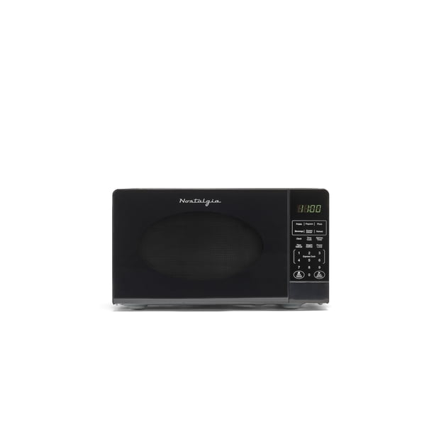 Nostalgia Modern Retro Countertop Microwave Oven - 700-Watt - 0.7 cu ft - 12 Pre-Programmed Cooking Settings - Digital Clock - Kitchen Appliances - Black