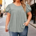thumbnail image 2 of Horkkom Womens Summer Tops Plus Size Trendy Short Sleeve Shirts Casual Loose Crew Neck Solid Color Blouses L, 2 of 8