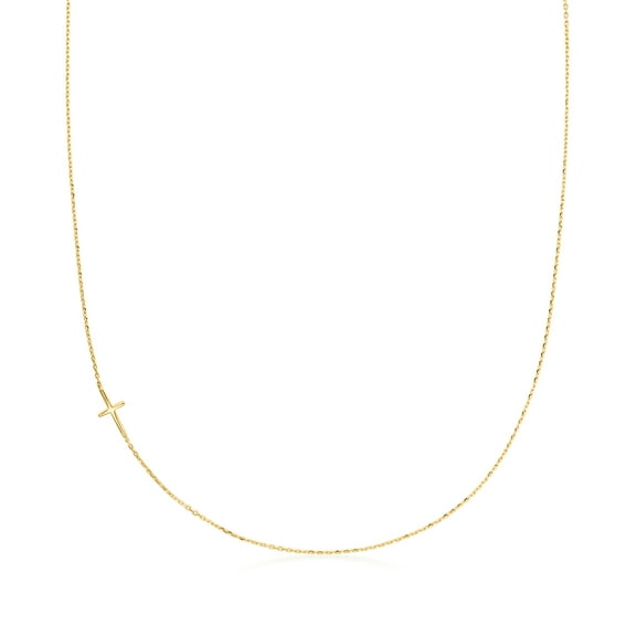Pure Collection by Ross-Simons 14kt Yellow Gold Sideways Cross Necklace, Women's, Adult
