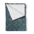 thumbnail image 2 of Antique Soft Flannel Fleece Blanket, Moroccan Oriental Design with Geometric Shapes Circles Corners Print, Cozy Plush for Indoor and Outdoor Use, 50" x 70", Petrol Blue and Sky Blue, by Ambesonne, 2 of 5