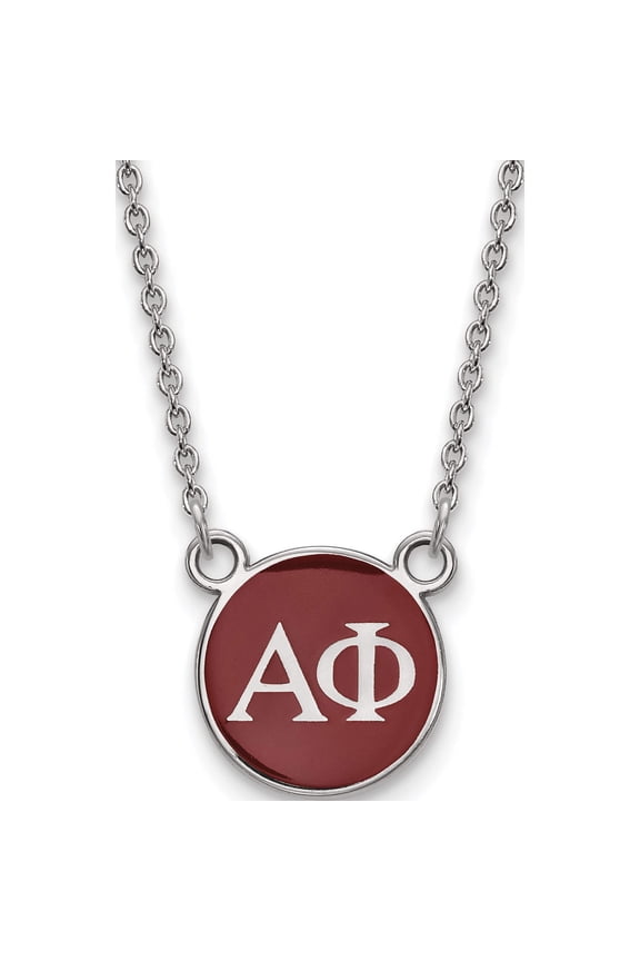 Sterling Silver Rh-Plated Logoart Alpha Phi Sm Enl Pend With Necklace (18 X 12) Made In United States ss029aph-18