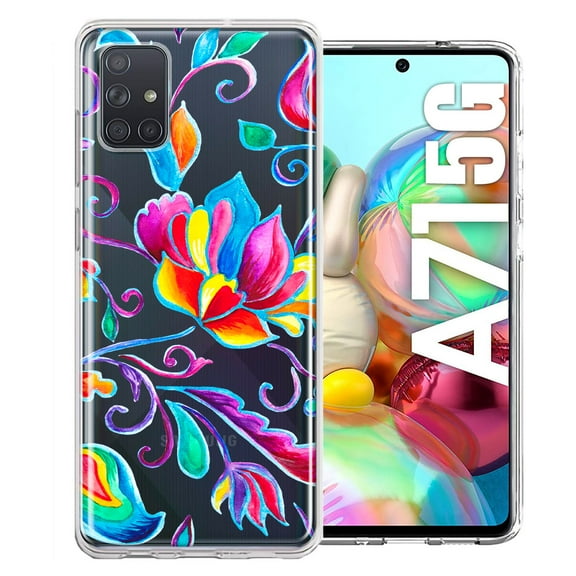 MUNDAZE Case For Samsung Galaxy A71 4G Bright Colors Rainbow Water Lilly Floral Phone Cover