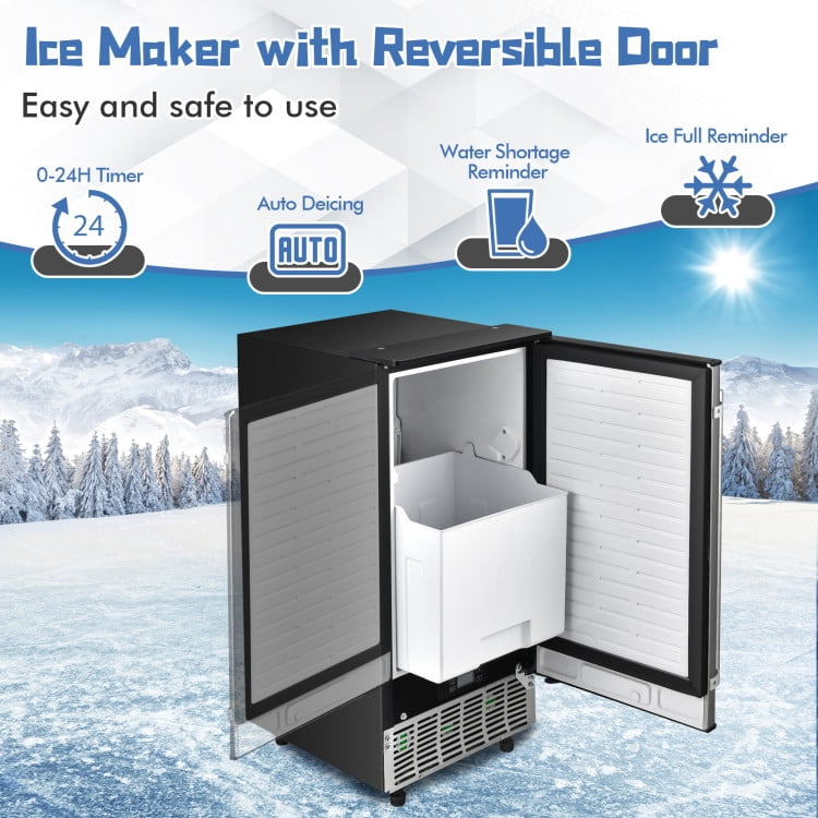 Canddidliike Free-Standing Built-In Undercounter Ice Maker-Silver, Electric Portable Compact Countertop Automatic Ice Cube Maker Machine for Home/Kitchen/Office