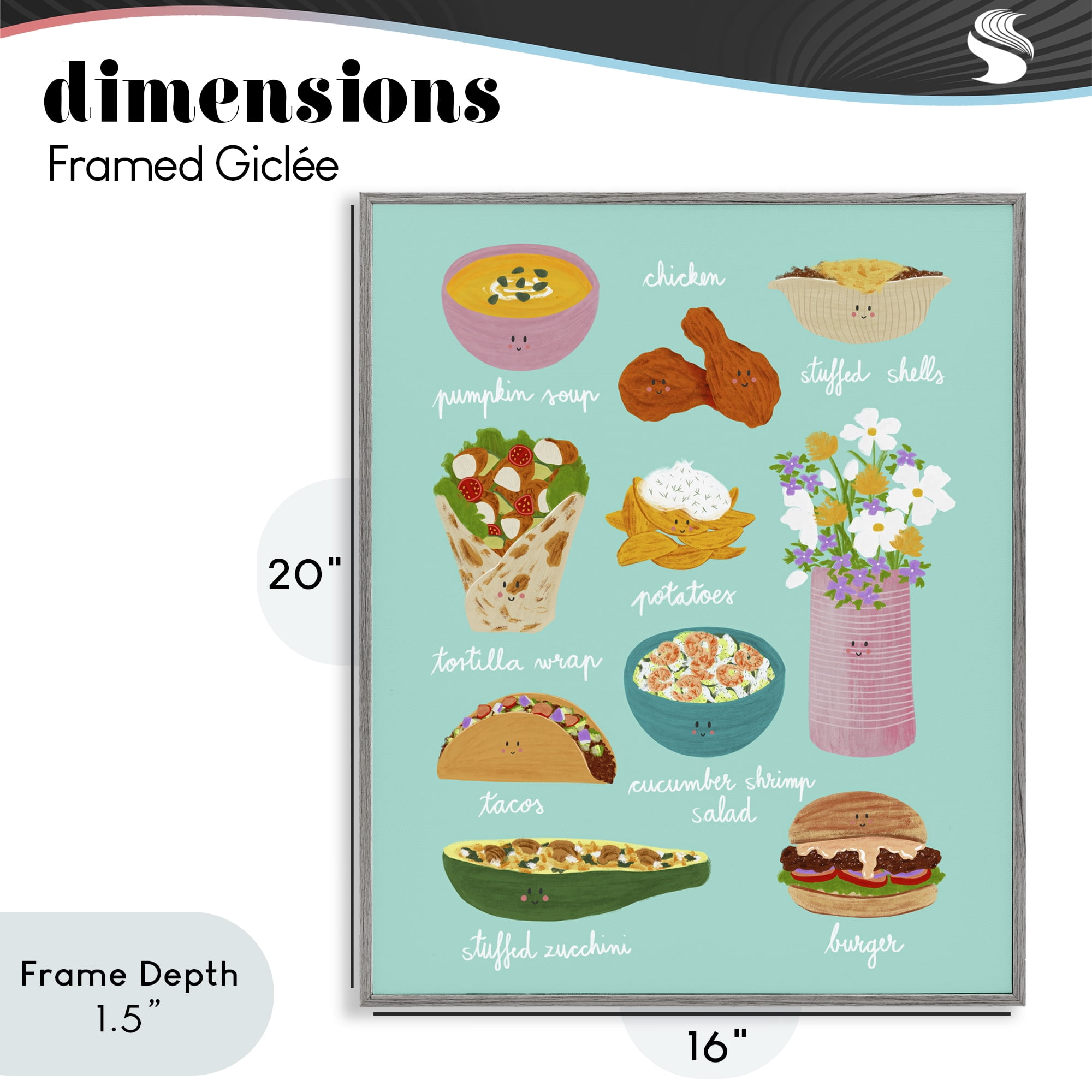 Stupell Industries Gourmet Lunch Food Collection Gray Framed Giclee Art, design by Metka Hiti