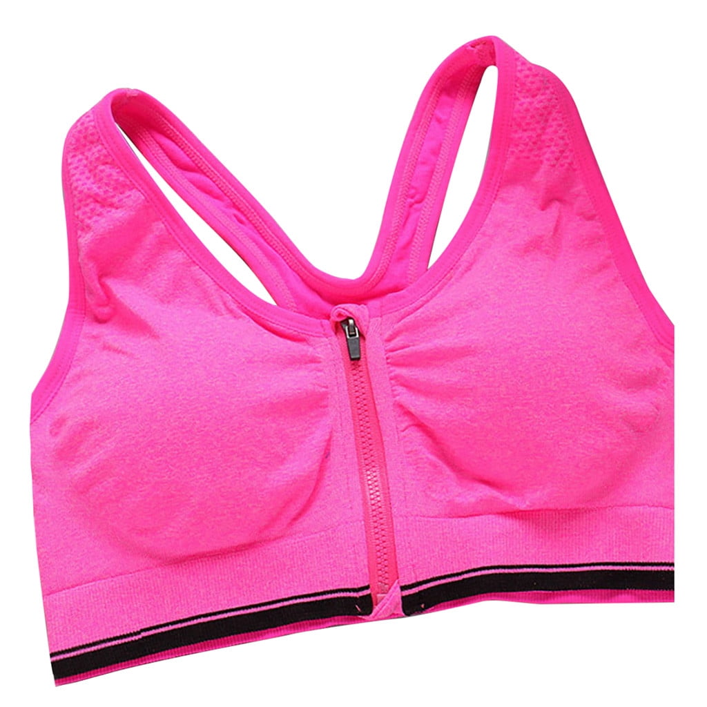 FLORATA Womens Zip Front Sports Bra Wireless Post-Surgery Bra Active Yoga Sports Bras