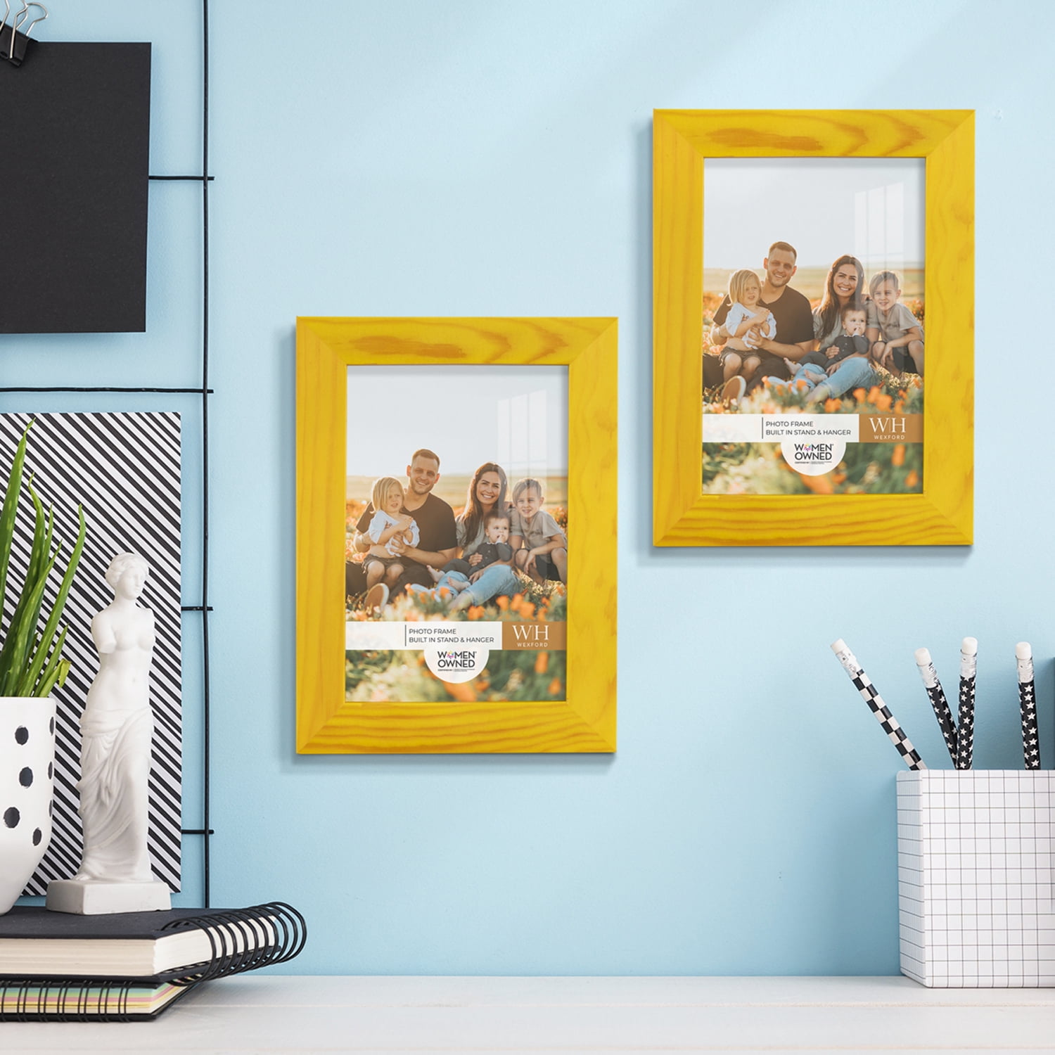 Woodgrain 4 in. x 6 in. Sunflower Yellow Picture Frame (Set of 2)