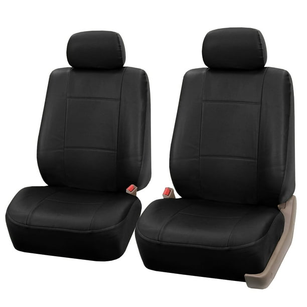 FH Group Faux Leather Seat Covers, Half Set, Black - Walmart.com ...