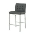 thumbnail image 2 of 25 Inch PU Kitchen Counter Chair, Dining Chair with Silver Metal Legs, Simple Bar Stool Upholstered Dining Chairs, Accent Chair Dining Room, Kitchen, Vanity, Living Room(Grey,Set of 2), 2 of 10