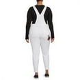 thumbnail image 3 of Dollhouse Women's Junior Plus Size Rose Embroidered White Skinny Side Slit Overall, 3 of 5
