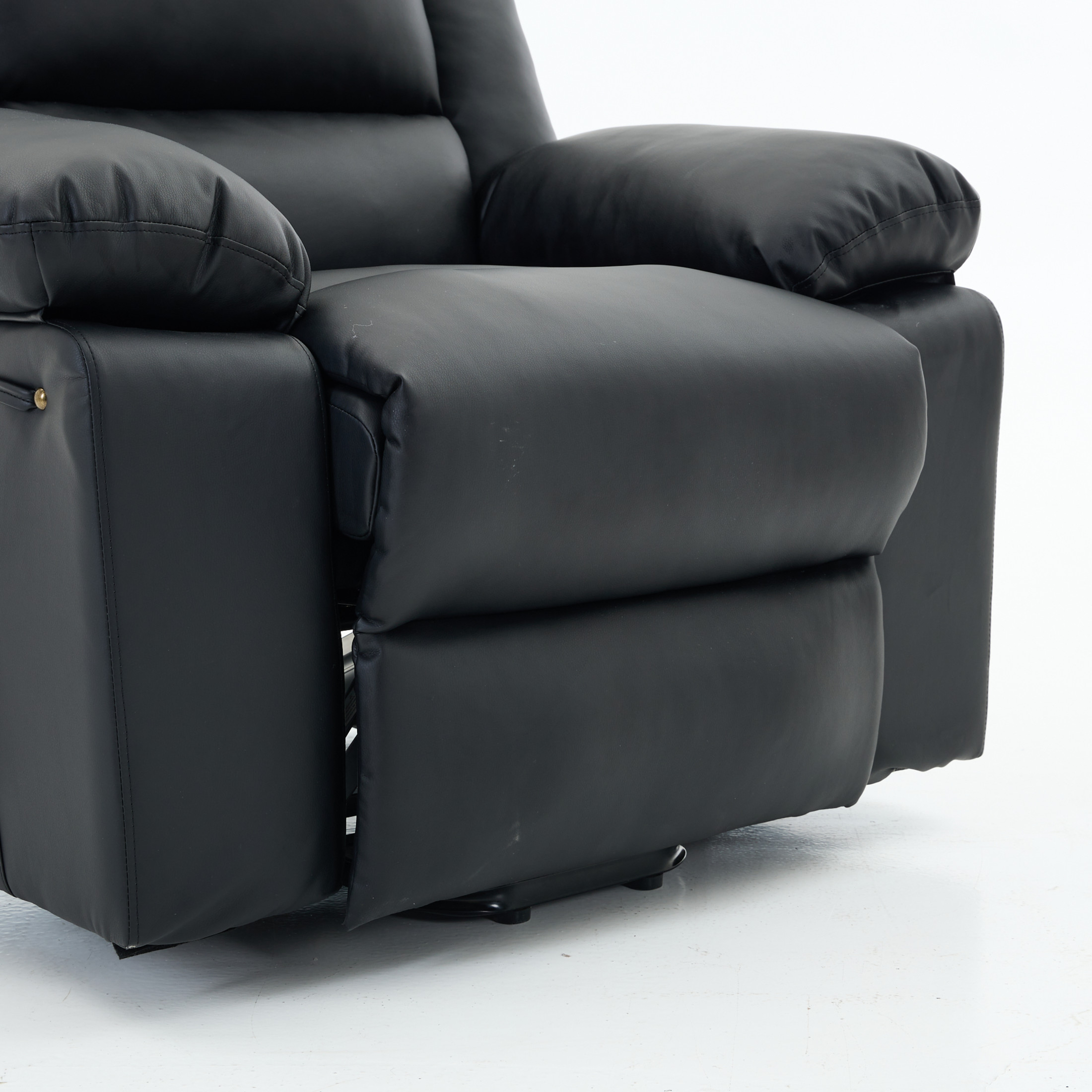 Noble House PU Leather Recliner with Heat & Massage, Remote-Control Assist Chair for Seniors, Black